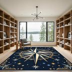 Celestial Navy and Gold Compass Rug
