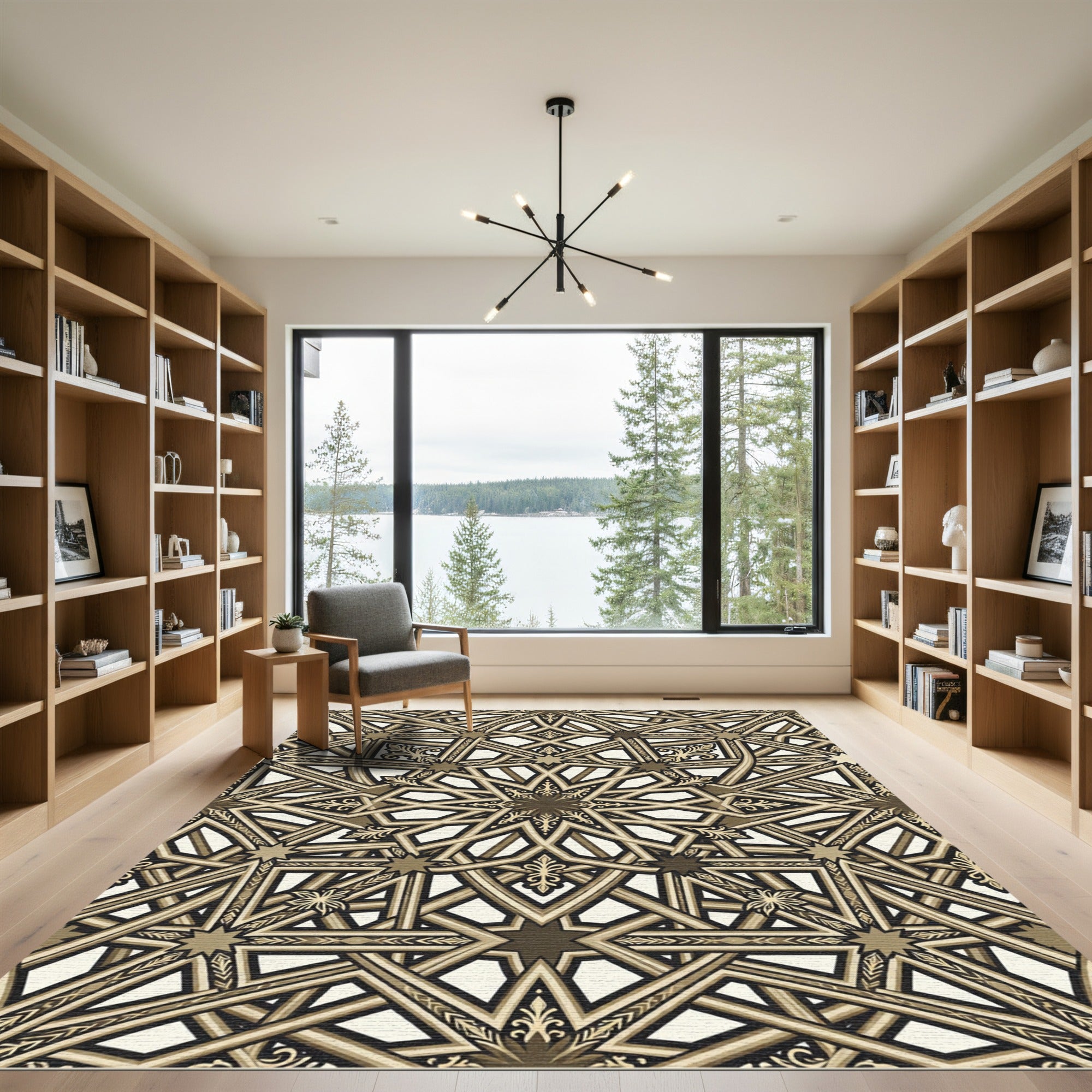 Intricate Geometric Star Medallion Rug