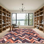 Geometric Earthy Chevron Herringbone Rug