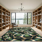 Emerald Green Coiled Serpent Scales Rug
