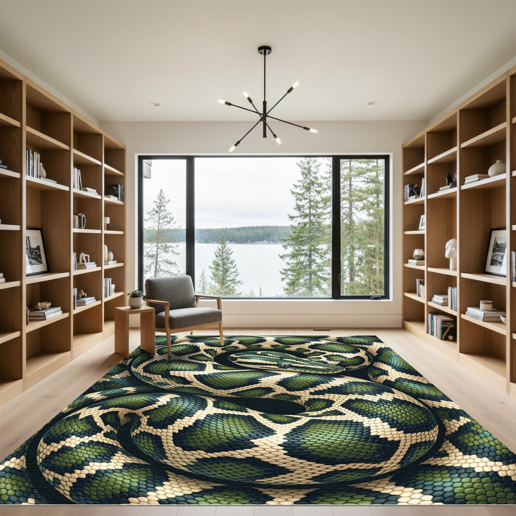 Emerald Green Coiled Serpent Scales Rug