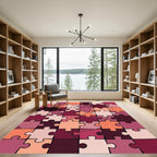 Pink Orange Puzzle Piece Mosaic Rug