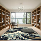 Great Wave Dark Blue Ocean Rug