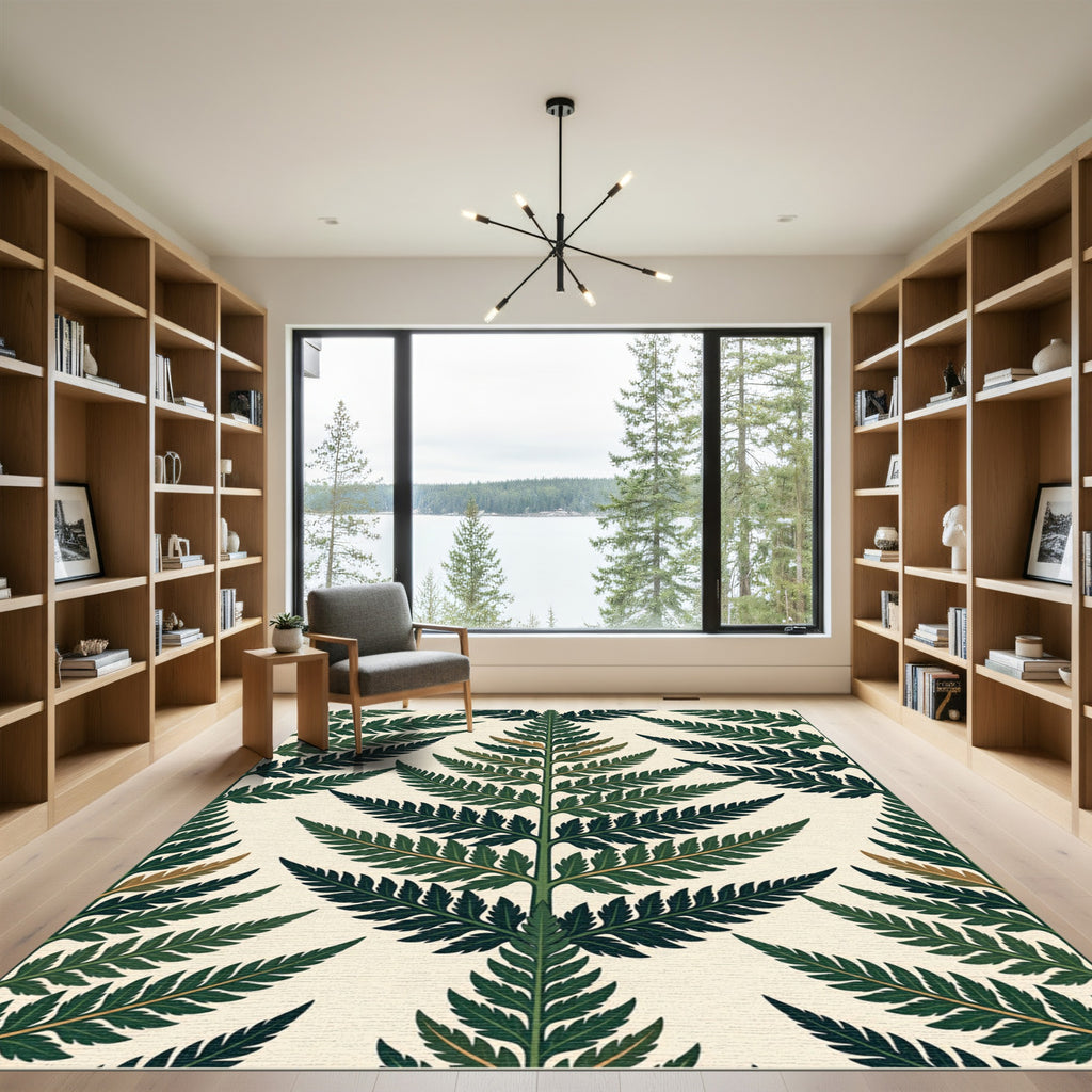 Green Fern Frond Repeating Art Rug