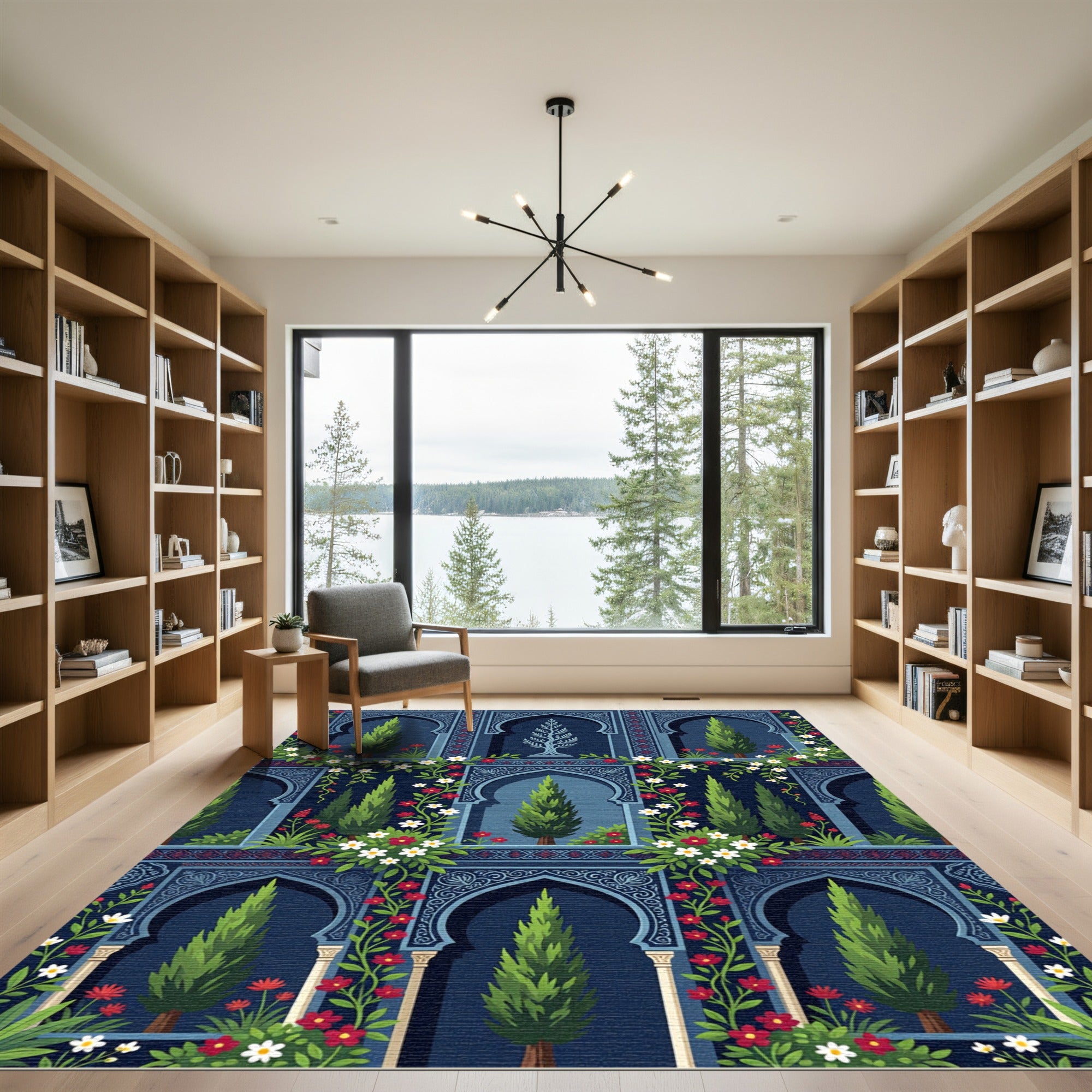 Midnight Trellis Garden Abstraction Rug