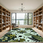 Earthy Fern Splash Abstract Rug