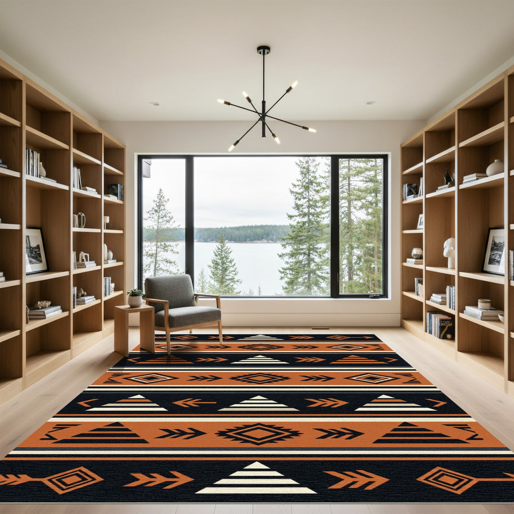 Rust Orange Tribal Arrow Diamond Rug