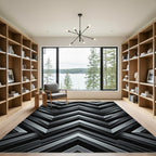 Metallic Silver Zigzag Chevron Rug