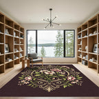 Ornate Blush Floral Baroque Medallion Rug