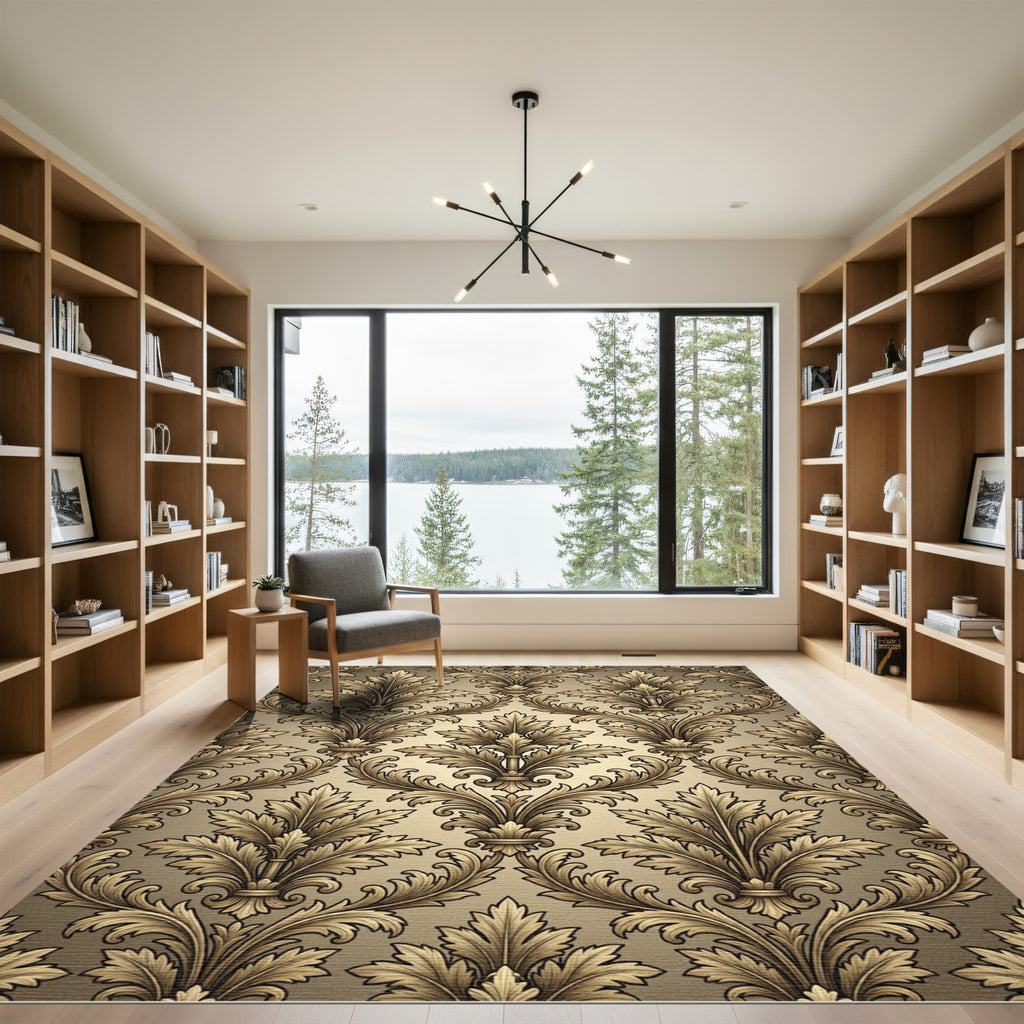 Golden Baroque Acanthus Scroll Rug