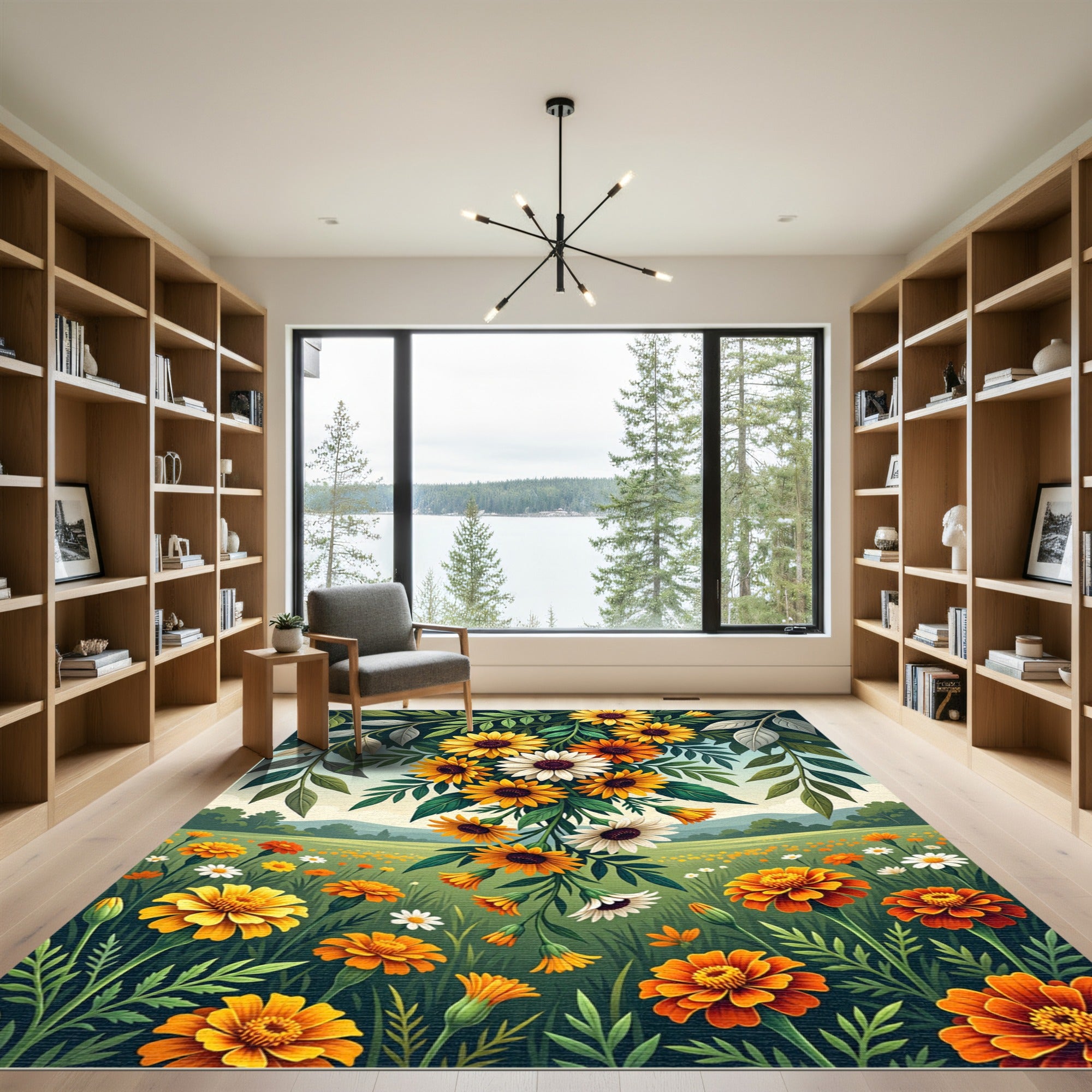 Vibrant Floral Sunflower Bouquet Meadow Rug