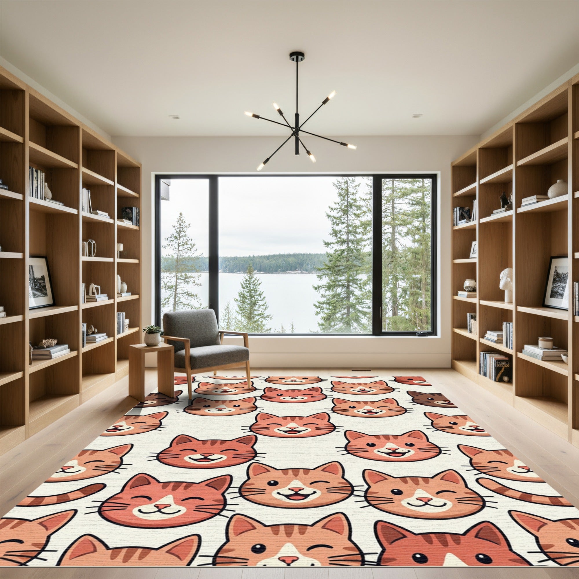 Playful Orange Kitten Faces Wallpaper Rug