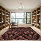 Rich Red Golden Acanthus Swirl Rug