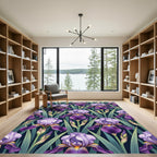Elegant Purple Iris Botanical Bouquet Rug