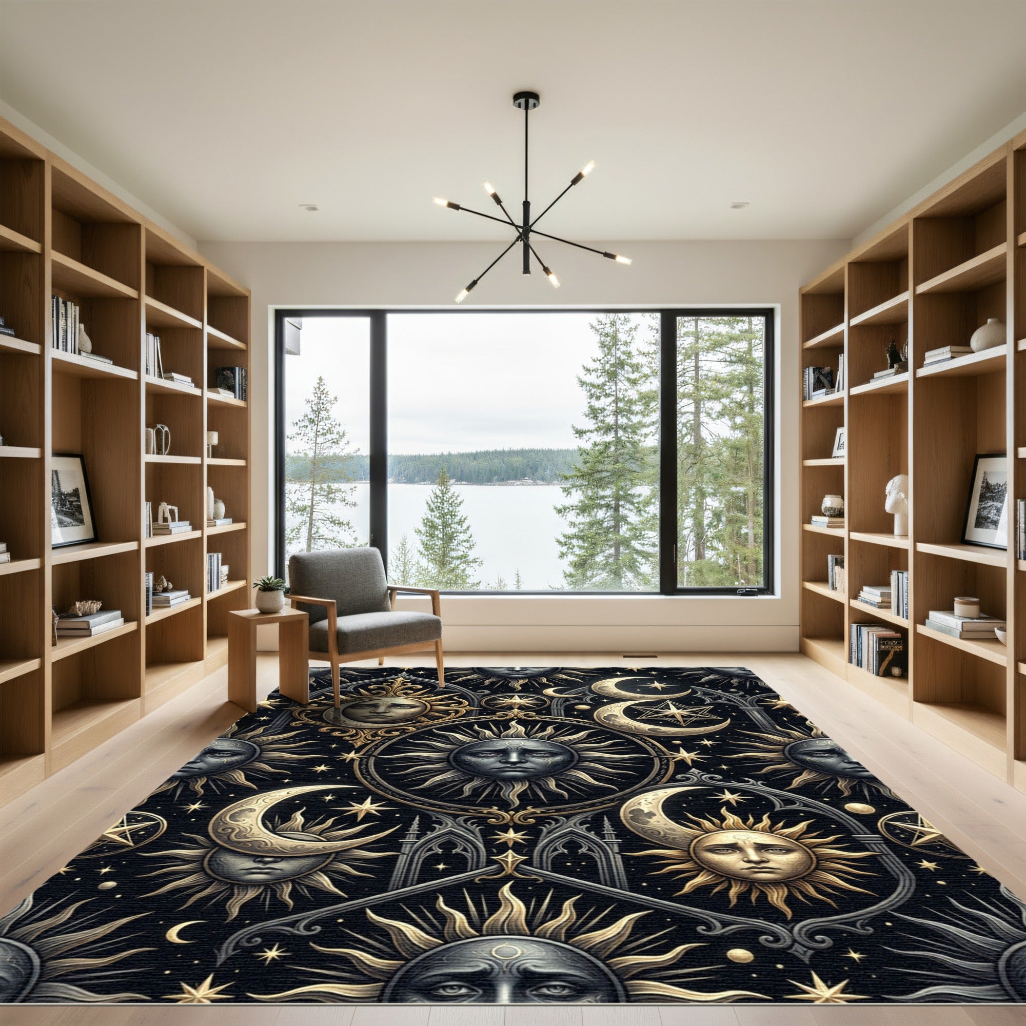 Celestial Sun and Moon Gothic Arch Rug