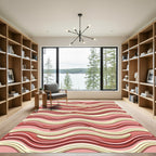 Crimson Creamy Swirl Ribbon Rug