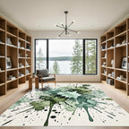 Sage Green Ethereal Watercolor Ink Splash Rug