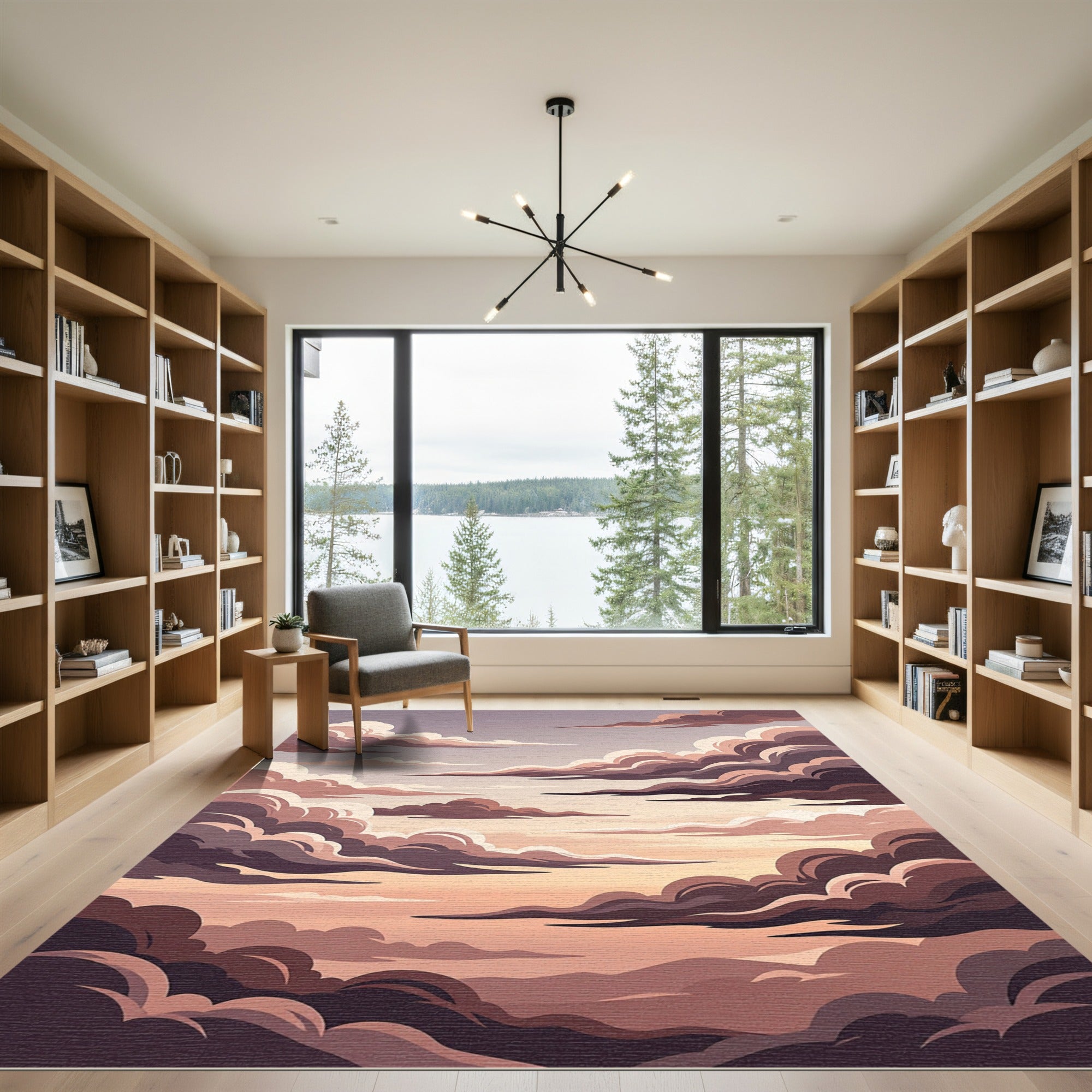 Mauve Dusky Sky Cloudscape Rug