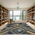 Isometric Gray Futuristic Urban Street Grid Rug