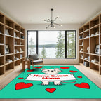 Charming Cream Mouse Red Hearts Arrangement Rug