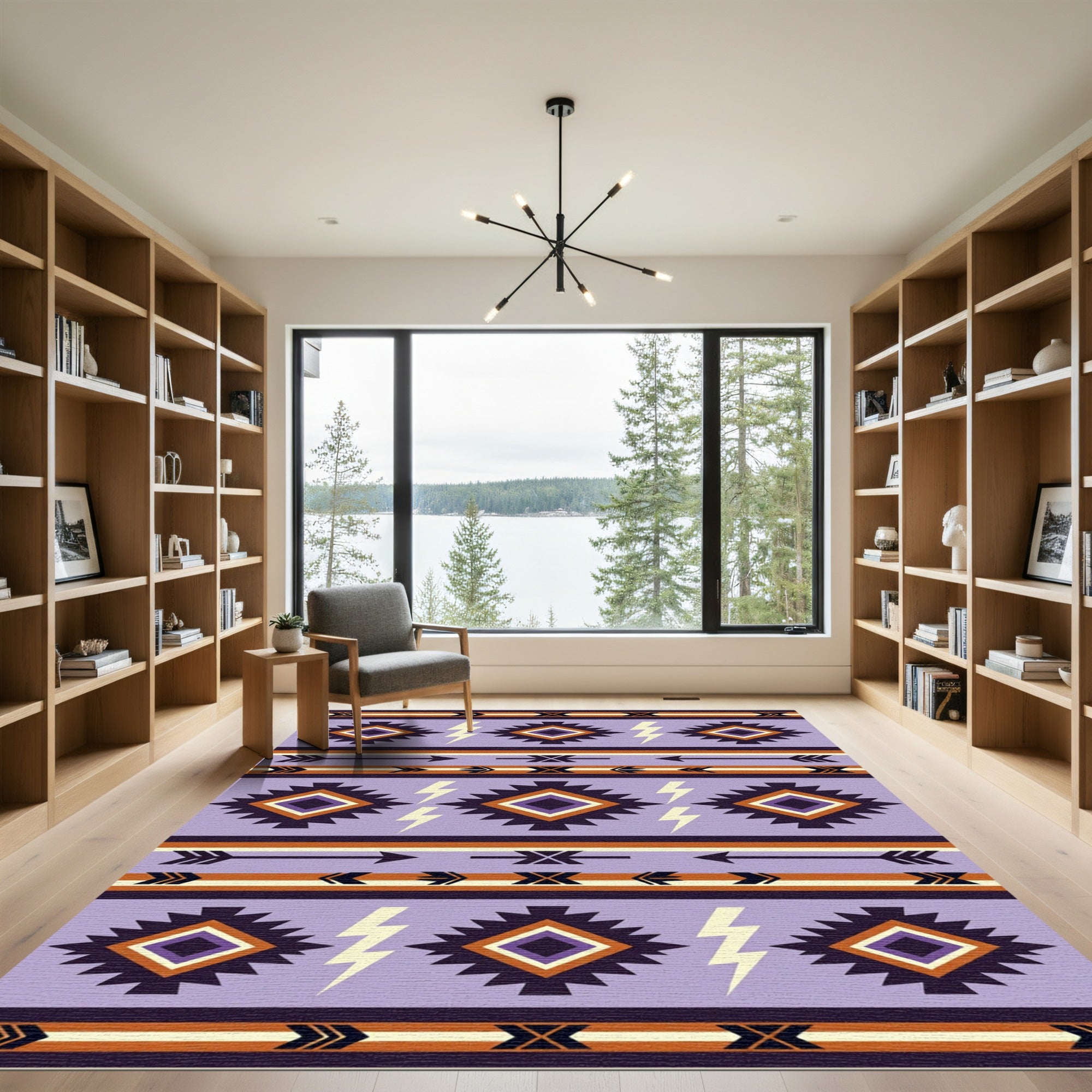 Purple Southwestern Diamond Lightning Strike Rug