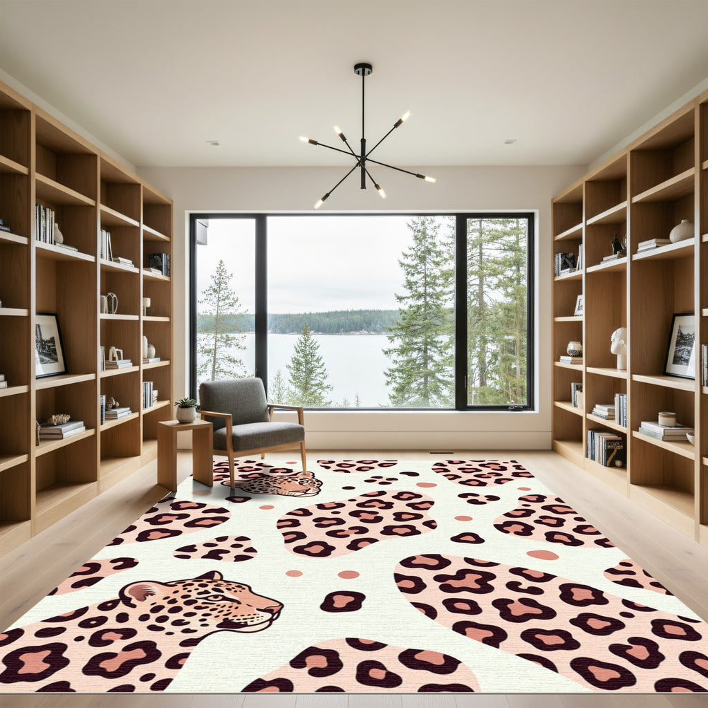 Modern Leopard Spotted Cream Area Accent Rug
