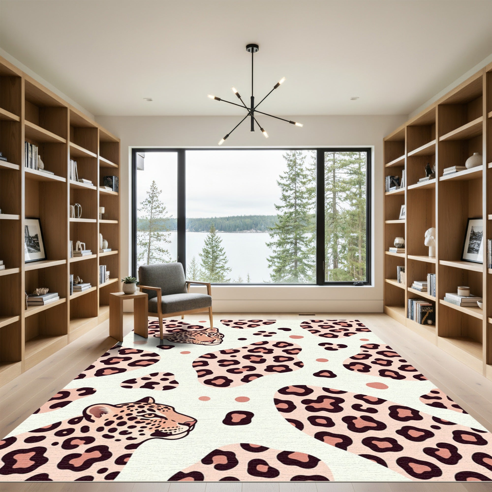 Modern Leopard Spotted Cream Area Accent Rug