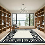 Monochrome Black and Cream Greek Key Rug