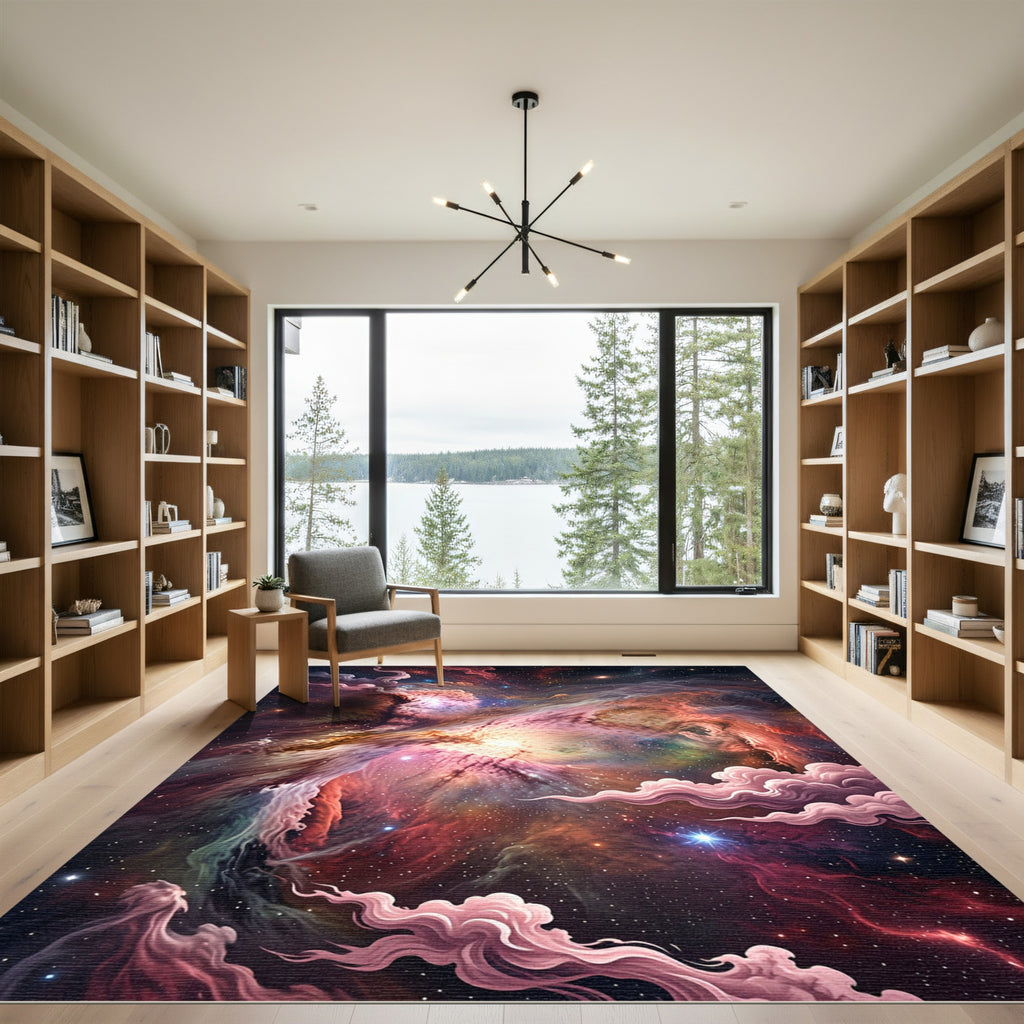 Cosmic Swirl Nebula Starry Night Rug