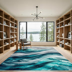 Ethereal Turquoise Oceanic Wave Art Rug