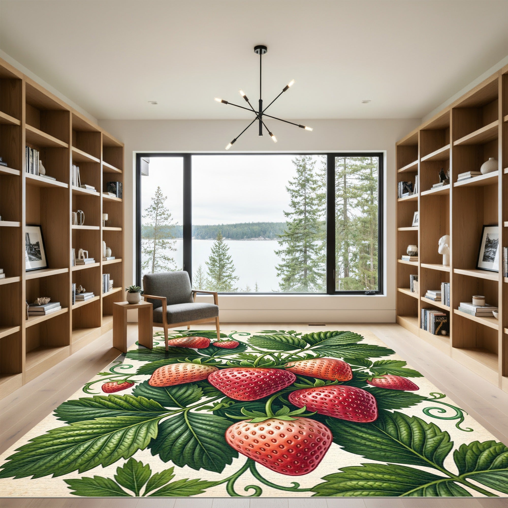 Botanical Crimson Strawberry Garden Harvest Rug