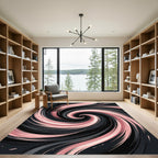 Blush and Charcoal Abstract Swirl Rug