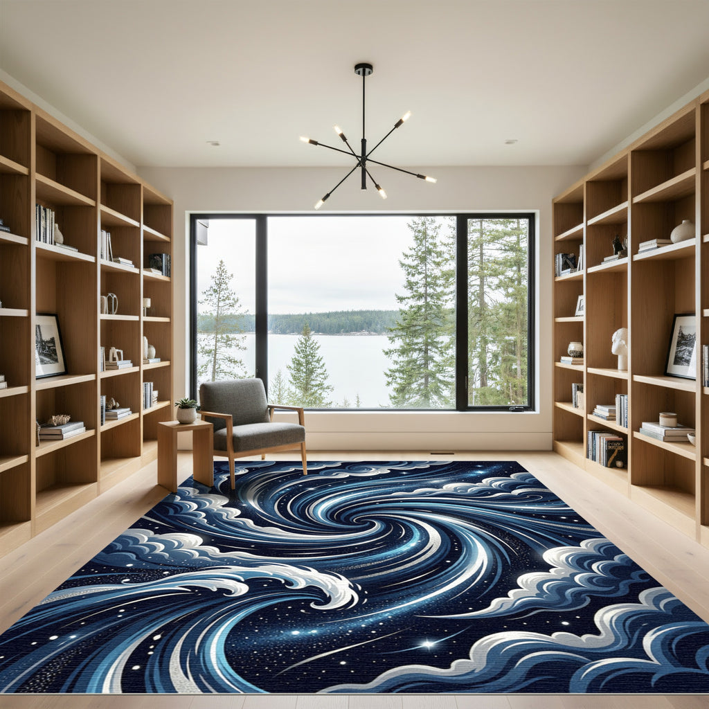 Celestial Swirling Galaxy Waves Rug