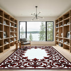 Deep Red Ornate Acanthus Scroll Rug