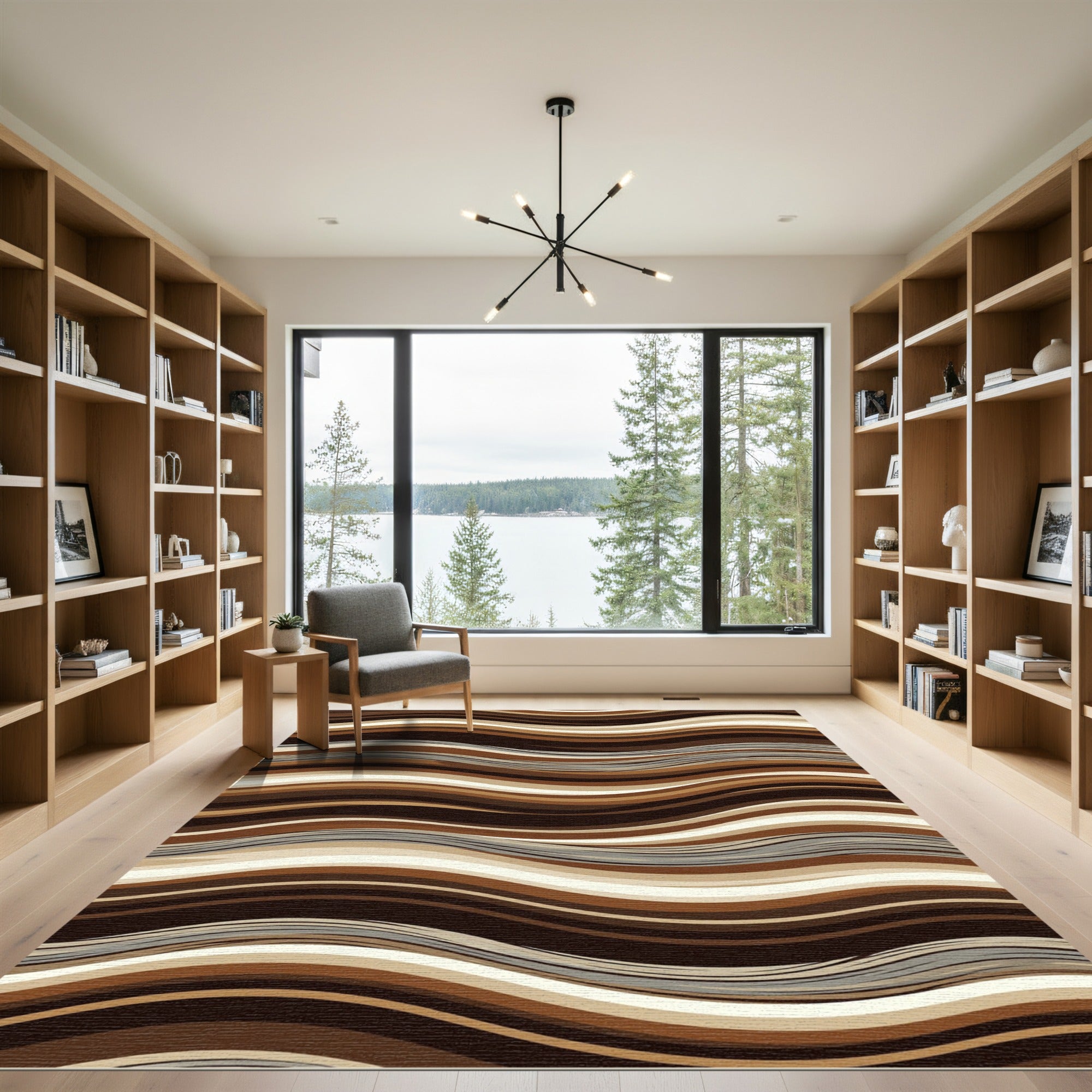 Earthy Tones Wavy Stripe Composition Rug