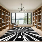 Monochrome Abstract Radial Burst Art Rug