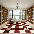 Modern Gingham Check Dark Red Rug