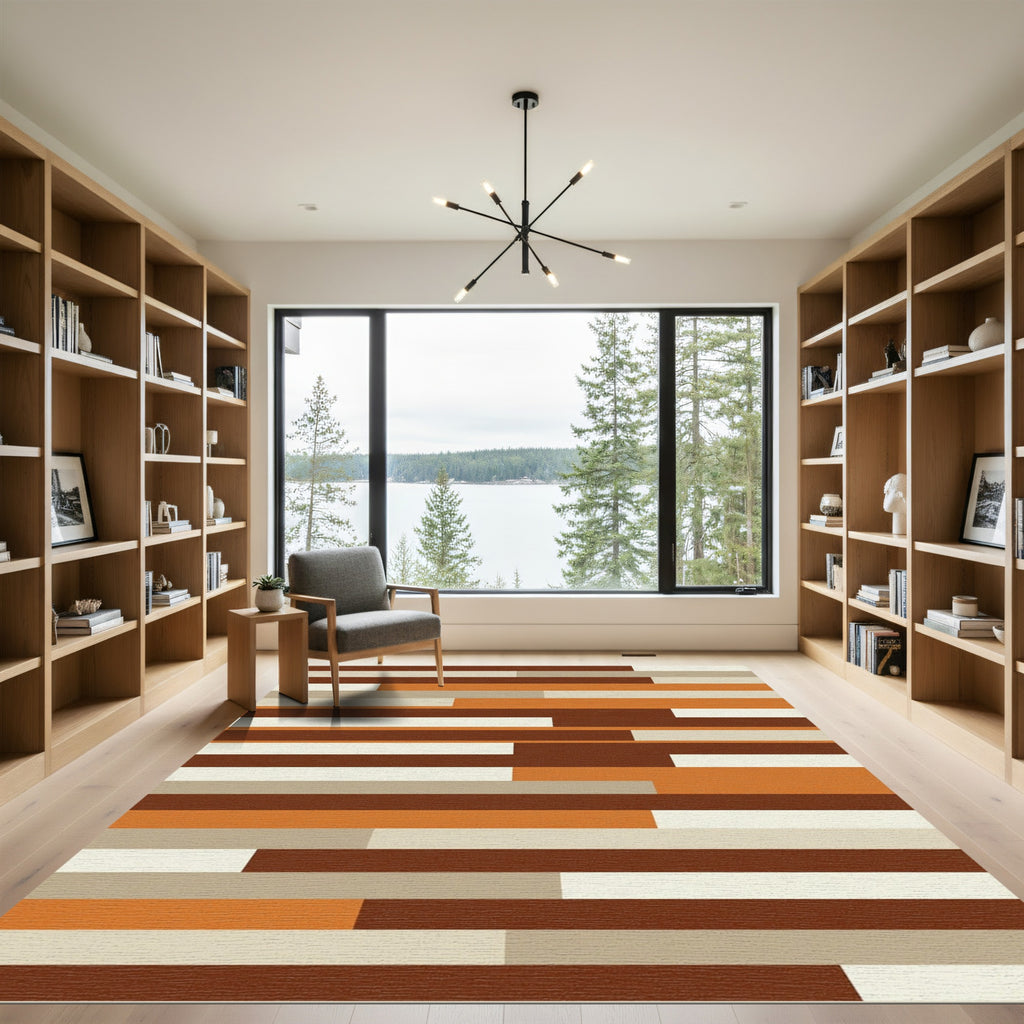 Mid Century Modern Horizontal Blocks Rug