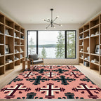 Pink Medieval Cross Geometric Rug