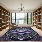 Elegant Violet Lotus Floral Mandala Rug