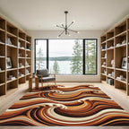 Abstract Amber Swirling Ocean Wave Rug
