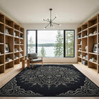 Ornate Silver Mandala Floral Medallion Rug