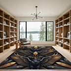 Gilded Raven Wings Black Gold Art Rug