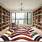 Bold Red Yellow Boomerang Composition Rug