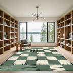 Distressed Sage Green Checkered Gingham Rug