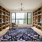 Enchanted Purple Lilac Starry Meadow Rug