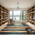 Nautical Sailboat Wood Grain Stripes Rug