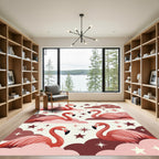 Dreamy Pink Flamingo Celestial Starry Sky Rug
