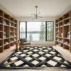 Rustic Charcoal Wooden Lattice Plaid Rug