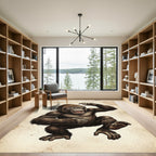 Playful Brown Primate Jungle Illustration Rug
